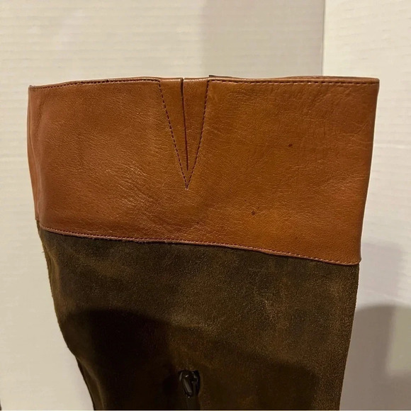 Lauren Ralph Lauren Brown Leather Boots Womens 9B Misa Vachette Suede Tall - Picture 4 of 10